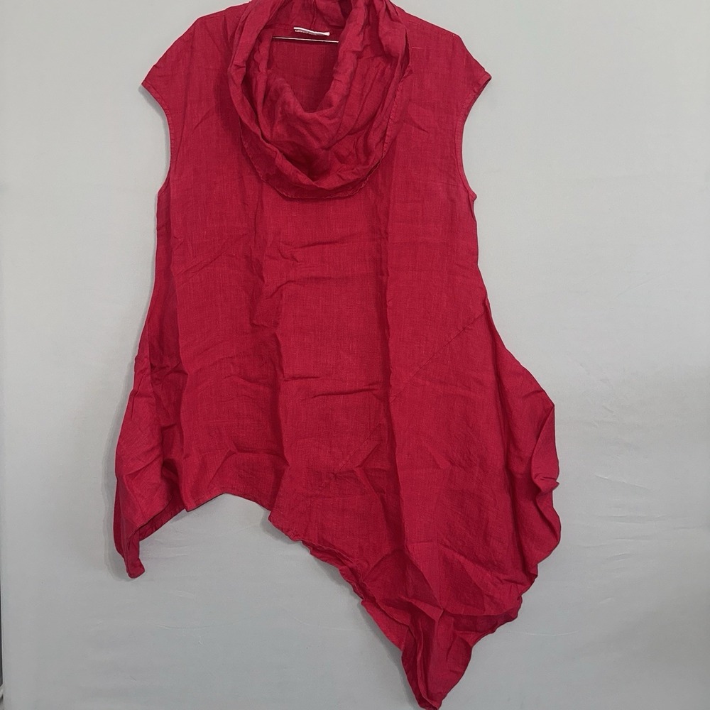 Bryn Walker Asymmetrical Tunic Red Lagenlook Artsy Women's Large